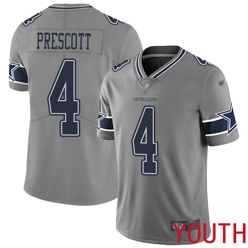 Youth Dallas Cowboys Limited Gray Dak Prescott #4 Inverted Legend NFL Jersey